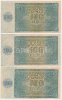 Független Horvát Állam 1941. 100K (3x) + 1000K T:I-,III
Independent State of Croatia 1941. 100 Kuna...