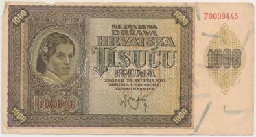 Független Horvát Állam 1941. 100K (3x) + 1000K T:I-,III
Independent State of Croatia 1941. 100 Kuna...