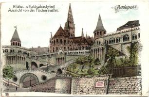 Budapest I. Kilátás a Halászbástyáról, litho (vágott / cut)