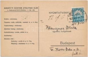 1927 A Budapesti Egyetemi Athletikai Club meghívója bajnoki mérkőzésre