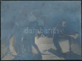 1930 Angelo (1894-1974) feliratozott vintage fotója Szentpál Olga tánccsoportjának tagjairól az iskola archívumából, kartonra ragasztva, 12x16 cm