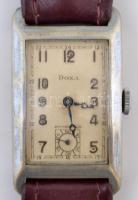 cca 1960 Szögletes formájú férfi Doxa karóra ezüst tokkal, szíjjal. Működik. / Silver case Doxa. Wor...