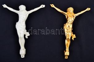 Fém feszület, festett, h:23 cm