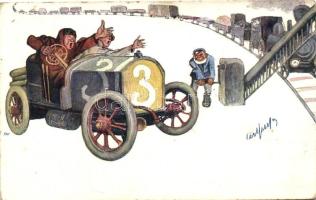 Motor Racing, automobile, locomotive, humour, B.K.W.I. 324-4, s: Carl Josef (EK)