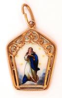 Madonna festett porcelán medál 14K arany kerettel / Madonna medal with 14K gold frame br: 5,5g