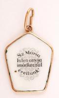 Madonna festett porcelán medál 14K arany kerettel / Madonna medal with 14K gold frame br: 5,5g