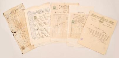 1880-1903 5 db kézzel írt számla.