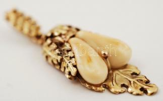Vadász függő, csont, 14K arany (Au) / Hunter pendant 14C gold, ivory. br: 6,2 gr