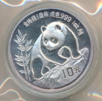 Kína 1990. 10Y Ag "Panda" eredeti fóliatokban  (1oz/0.999) T:PP China 1990. 10 Yuan Ag "Panda"  in original foil case (1oz/0.999) C:PP Krause KM#276