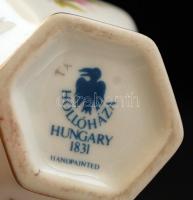 Aquincumi és Hollóházi porcelán vázák, 2 db, matricás, hibátlan, jelzett, m: 10 és 21 cm