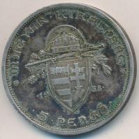 1938. 5P Ag "Szent István" T:2- patina
Adamo P8.1