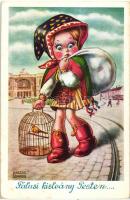 4 db RÉGI motívumlap; gyerek, cserkész / 4 old motive cards; children, scout