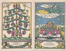 'Boldog Karácsonyt!' Kner Izidor kiadása / 2 motive Christmas greeting cards in very good condition, s: Kozma Lajos