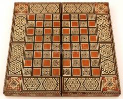 Intarziás fa sakk tábla, 48×48 cm