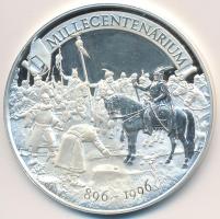 Bognár György (1944-) 1996. "Millecentenárium" Ag emlékérem tokban (15,66g/0.999/42,5mm) T:PP ujjlenyomat, felültei karc