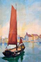 Háry jelzéssel: Vitorlás. Olaj, farost,  50×40 cm