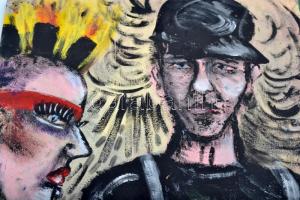 Zemplényi jelzéssel: Retro fiatalság. Vegyes technika, furnérlemez, 60×56 cm