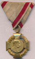 1908. "Katonai Jubileumi Kereszt" aranyozott Br kitüntetés mellszalagon T:2- kis korróziónyom Hungary 1908. "Diamond Jubilee Cross for the Armed Forces" gold plated decoration with ribbon C:VF small corrosion NMK 269.
