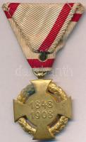1908. "Katonai Jubileumi Kereszt" aranyozott Br kitüntetés mellszalagon T:2- kis korrózión...
