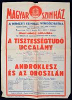 1947-1981 4 db nagyméretű színházi plakát az aktuális műsorral(Nemzeti Színház, Katona József Színhá...
