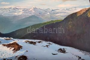 Krizsán jelzéssel: Hegycsúcsok. Olaj, vászon, keretben, 50×62 cm