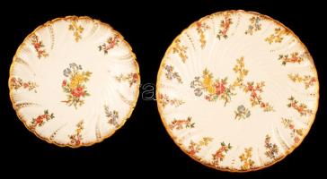 Francia Sarreguemines fajansz csészealj és kis tányér , egyik tányér sérült, d:15 és 18 cm