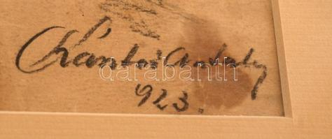 Kántor Antal (?-?): Portré. Ceruza, papír, jelzett, üvegezett keretben, 17×8 cm