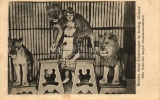 Miss Jósza, az első magyar Oroszlánszelídítő nő, 'Koczka Antal Állatsereglet és Zoológiai Cirkusz' / Miss Jósza, the first Hungarian lion tamer woman, in Antal Koczka's menagerie and zoological circus