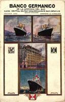 Banco Germanico bank advertisement, steamships (pinhole)