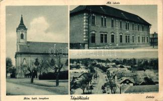 Tápióbicske, Római Katolikus templom, Állami Iskola, látkép (EK)