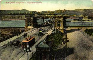 Budapest, Margit híd pesti hídfő, villamos, automobil (EK)