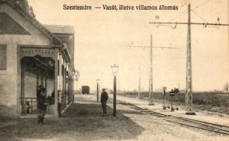 Szentendre, vasút állomás, villamos állomás, kiadja Özv. Goldstein Mórné (vágott / cut)