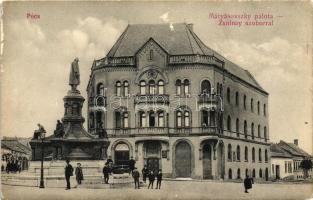 Pécs, Mátyásovszky palota, Zsolnay szobor, kiadja a Schmeiszl és Kálmán cég