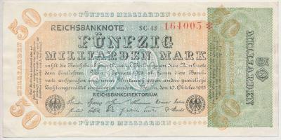 Németország / Weimari Köztársaság 1923. 50.000.000.000M T:III  Germany / Weimar Republic 1923. 50.000.000.000 Mark C:F