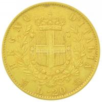 Olaszország 1862. 20L Au "II. Viktor Emánuel" (6,44g/0.900) T:2,2- kis ph. 
Italy 1862. 2...
