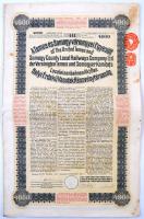 Budapest 1913. 400K "A Temes- és Somogy-vármegyei Egyesült Helyi Érdekű Vasutak Részvénytársaság" 3 1/2%-os elsőbbségi kötvénye 4000K-ról ragasztott szelvényekkel T:III