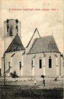 Mezőtelegd, Tileagd; a villám sújtotta református templom 1909-ben / Calvinist church destroyed by lightning in 1909