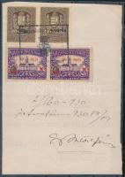 1930 2 db Nagykőrösi városi illetékbélyeg + 2 db Pengő-fillér 80f hivatalos iraton