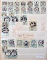 Tartalmas régi okmánybélyeg gyűjtemény az 1850-es évektől 8 lapos Abria A/4 berakóban