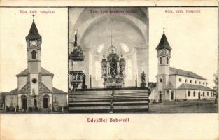 Babót, Római katolikus templom, külső és belső nézet, Steegmüller fényirda kiadása (EK)