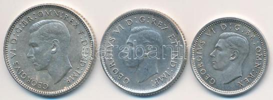 Vegyes: Ausztrália 1943D 5P Ag "VI. György" + Kanada 1943. 10c Ag "VI. György" + Nagy-Britannia 1942. 3P Ag "VI. György" T:2 Mixed: Australia 1943D 5 Pence Ag "George VI" + Canada 1943. 10 Cents Ag "George VI" + Great Britain 1942. 3 Pence Ag "George VI" C:XF