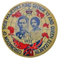 Nagy-Britannia 1937. "VI. György és Erzsébet királyné koronázása" fém jelvény (32mm) T:2 Great Britain 1937. "Coronation of George VI and Queen Elizabeth" metal badge (32mm) C:XF