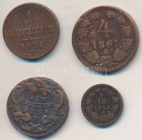 Vegyes: 1851B 1kr Cu + 1858B 5/10kr Cu + 1861B 4kr Cu + Ausztria / cseh verdejel 1861P 1kr Cu "Mária Terézia" T:2-,3