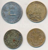 4db klf zseton, közte Nagy-Britannia 1859. "Viktória királynő / Hanoverbe" sárgaréz játék zseton T:2-3 4pcs of diff tokens, with Great Britain 1859. "Queen Victoria / To Hanover" Brass gaming token C:XF-F