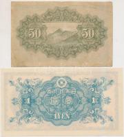 Japán 1942-1944. 50s + 1946. 1Y T:I-,III
Japan 1942-1944. 50 Sen + 1946. 1 Yen C:AU,F