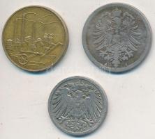 Német Birodalom 1876. 10pf Cu-Ni + 1891. 5pf Cu-Ni + NDK 1950. 50pf Al-Br T:2-,3
German Empire 1876...