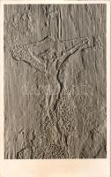 Oswiecim, Auschwitz-Birkenau; Jesus Christ engraved on the wall by a prisoner on death row in the block No. 11