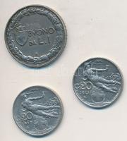 Olaszország 1912-1913R 20c Ni (2x) + 1924R 1L T:2,2- Italy 1912-1913R 20 Centesimi Ni (2x) + 1924R 1 Lire C:XF,VF