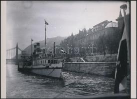 cca 1920 Gőzhajók a Dunán, a Kankowszky család hagyatékában őrzött 3 db eredeti negatívról készült m...