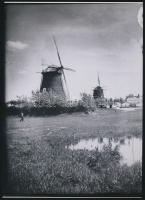 cca 1925 Szélmalom és vízimalom, a Kankowszky család hagyatékában őrzött 2 db eredeti negatívról kés...